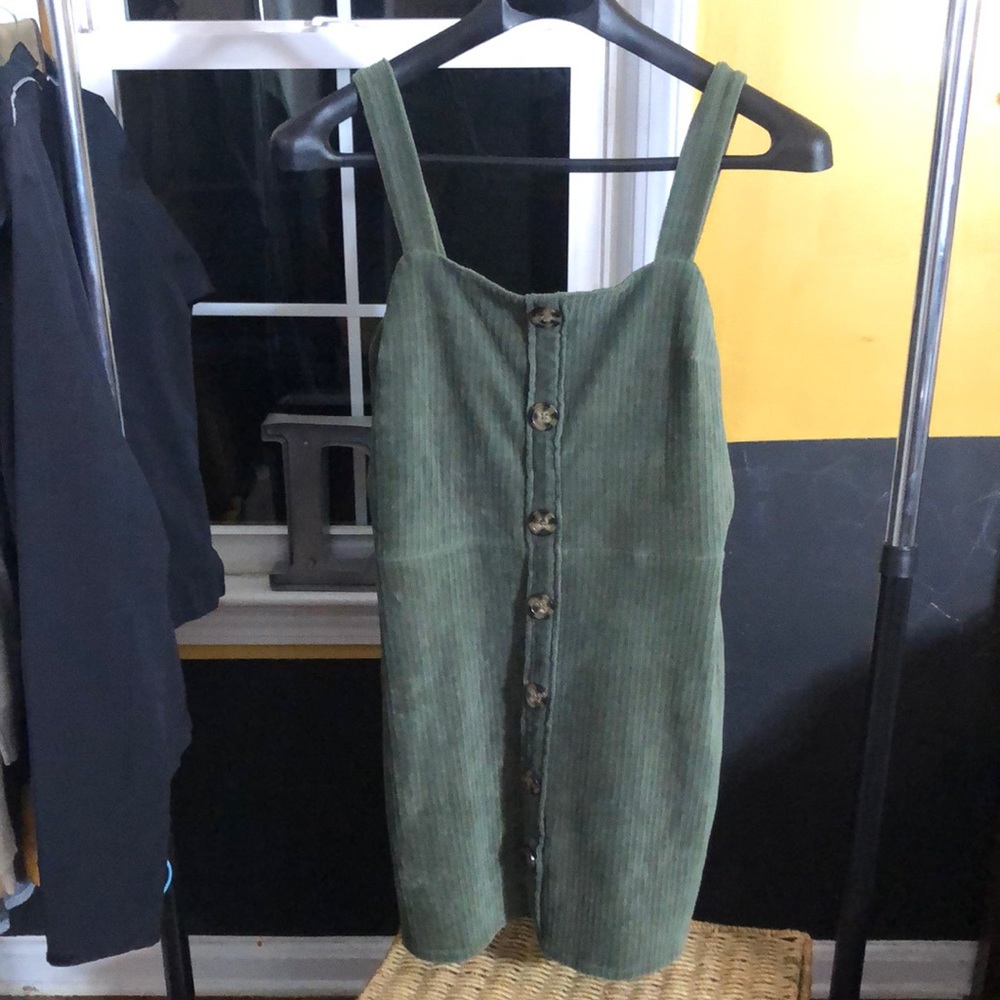 Dress green strap corduroy like look size xxl 2X 2XL